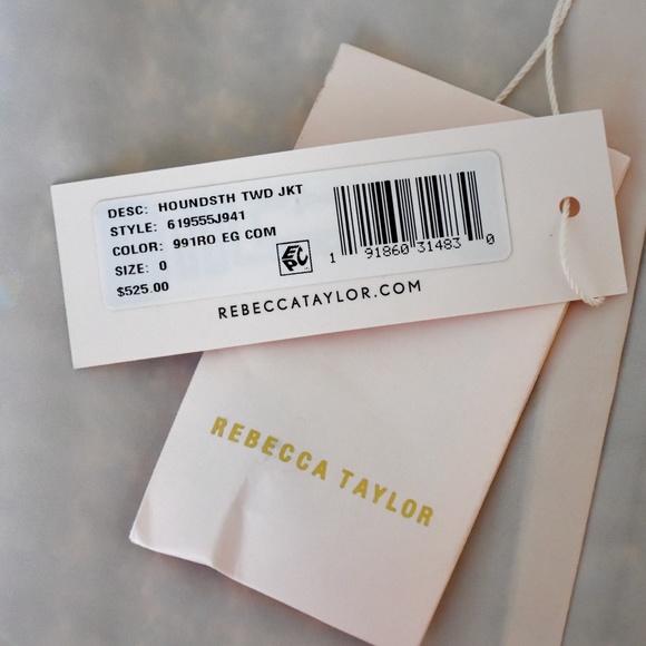 Rebecca Taylor HOUNDSTOOTH TWEED Blue/Black Tweed Blazer/Jacket NWT Sz 0 - Picture 11 of 15